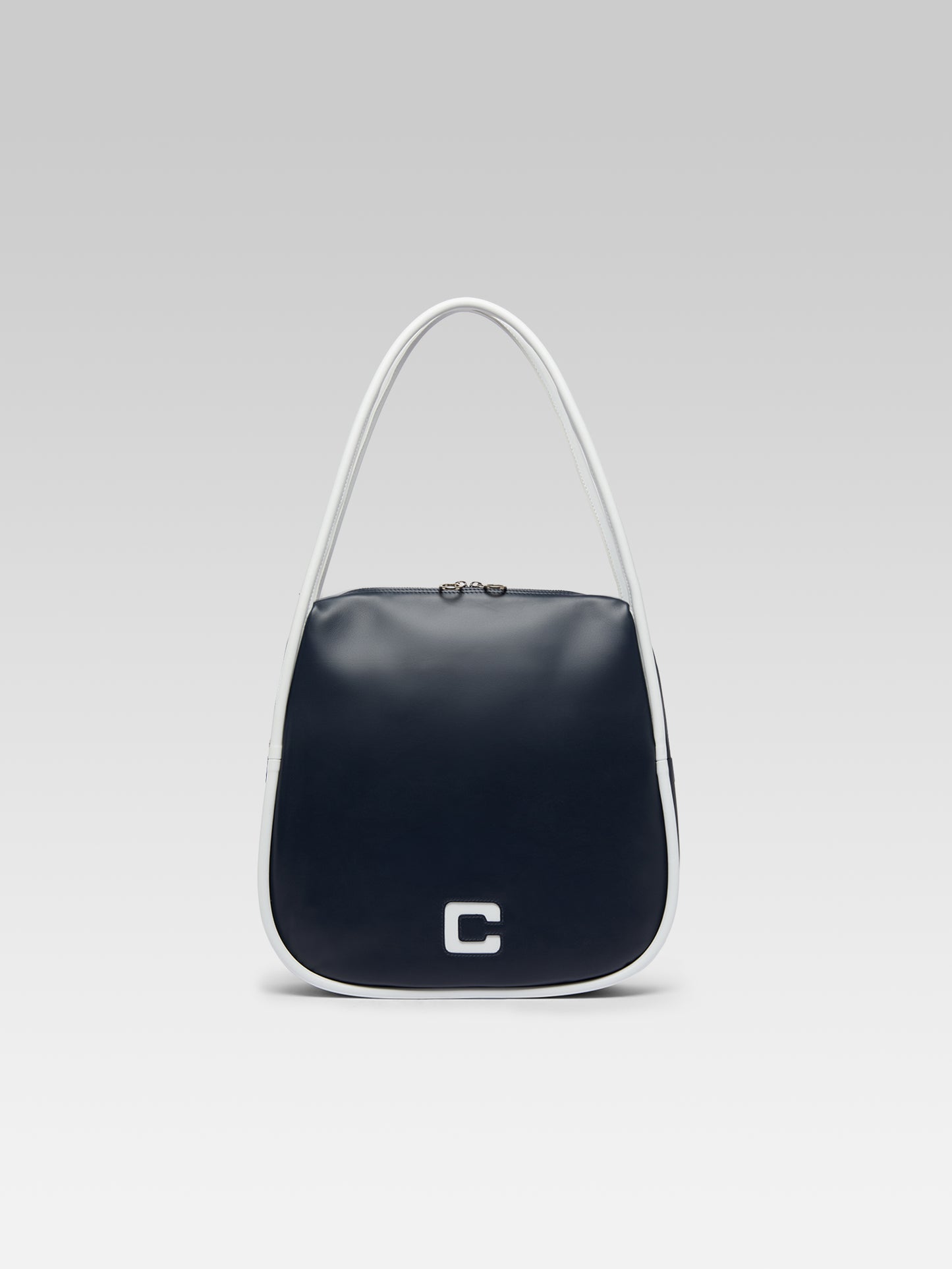 Germain - Navy blue and white leather tote bag