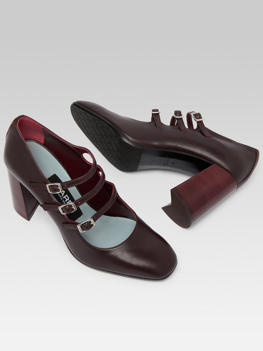 Keel Flex - Burgundy patent leather Mary Jane pumps - Image number 5