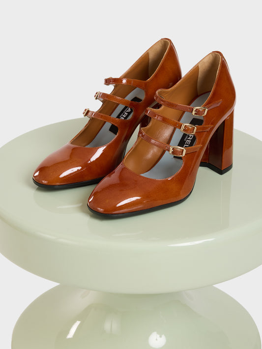 Keel - Escarpins babies cuir verni caramel - Image numéro 6
