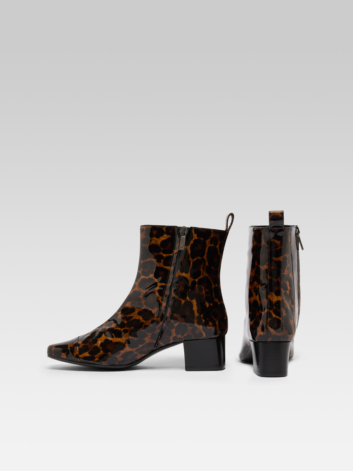 Estime - Bottines cuir verni leopard