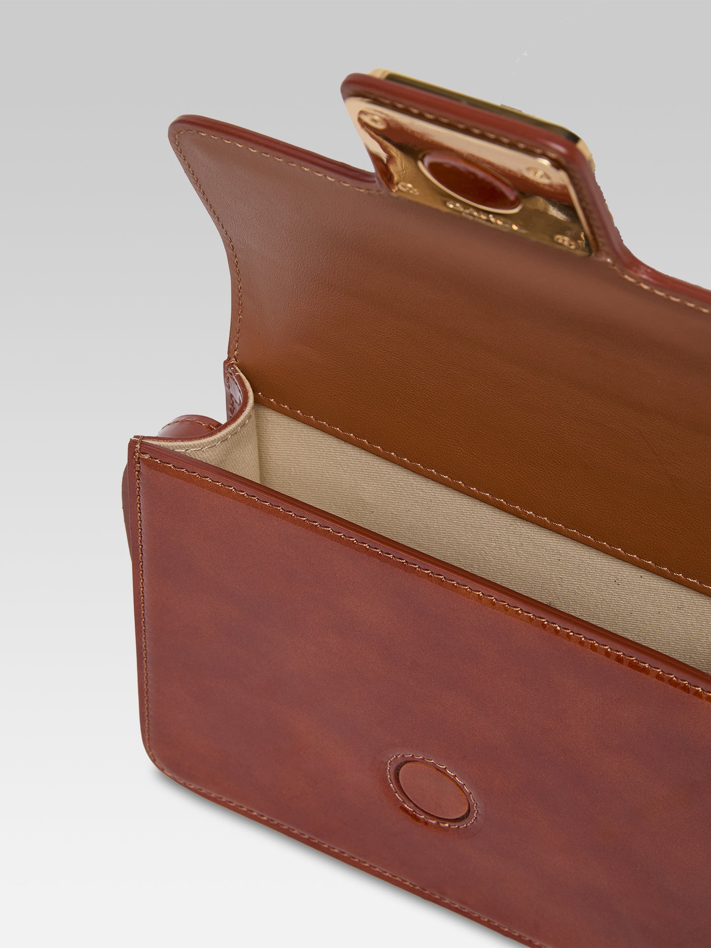 Mini Sorbonne - Sac cuir verni caramel