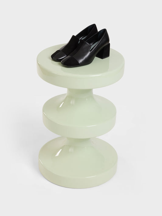 Silviana - Moccasins à talon cuir et cuir velours noir - Image numéro 8