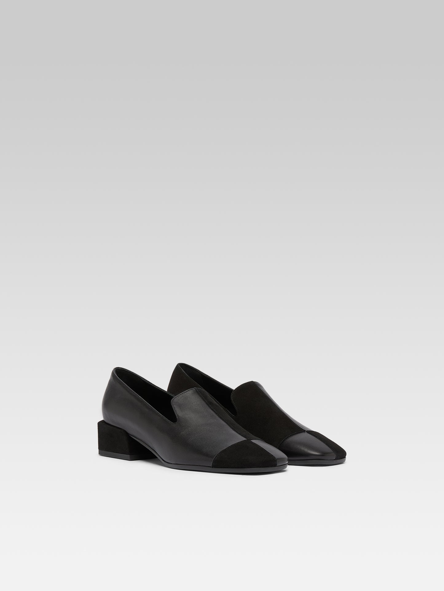 Silvia - Moccasins cuir et cuir velours noir