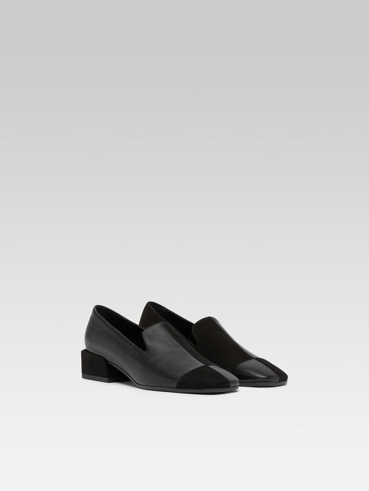 Silvia - Moccasins cuir et cuir velours noir - Image numéro 2