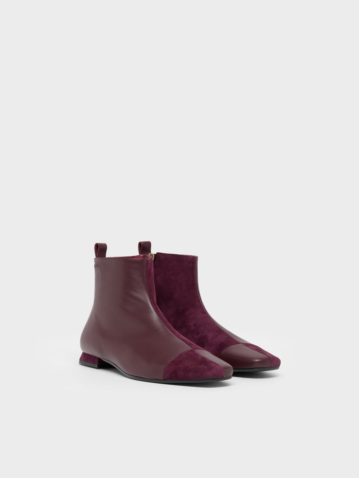 Simonetta - Burgundy leather and suede ankle boots