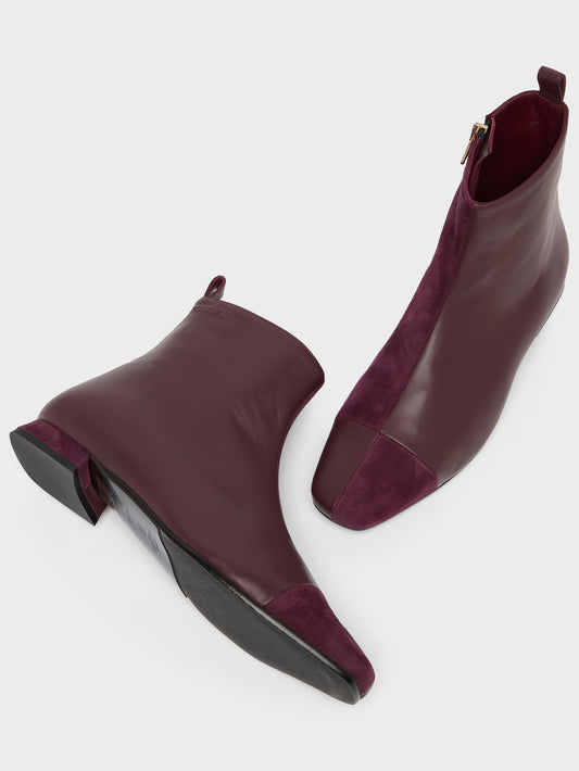 Simonetta - Burgundy leather and suede ankle boots - Image number 5