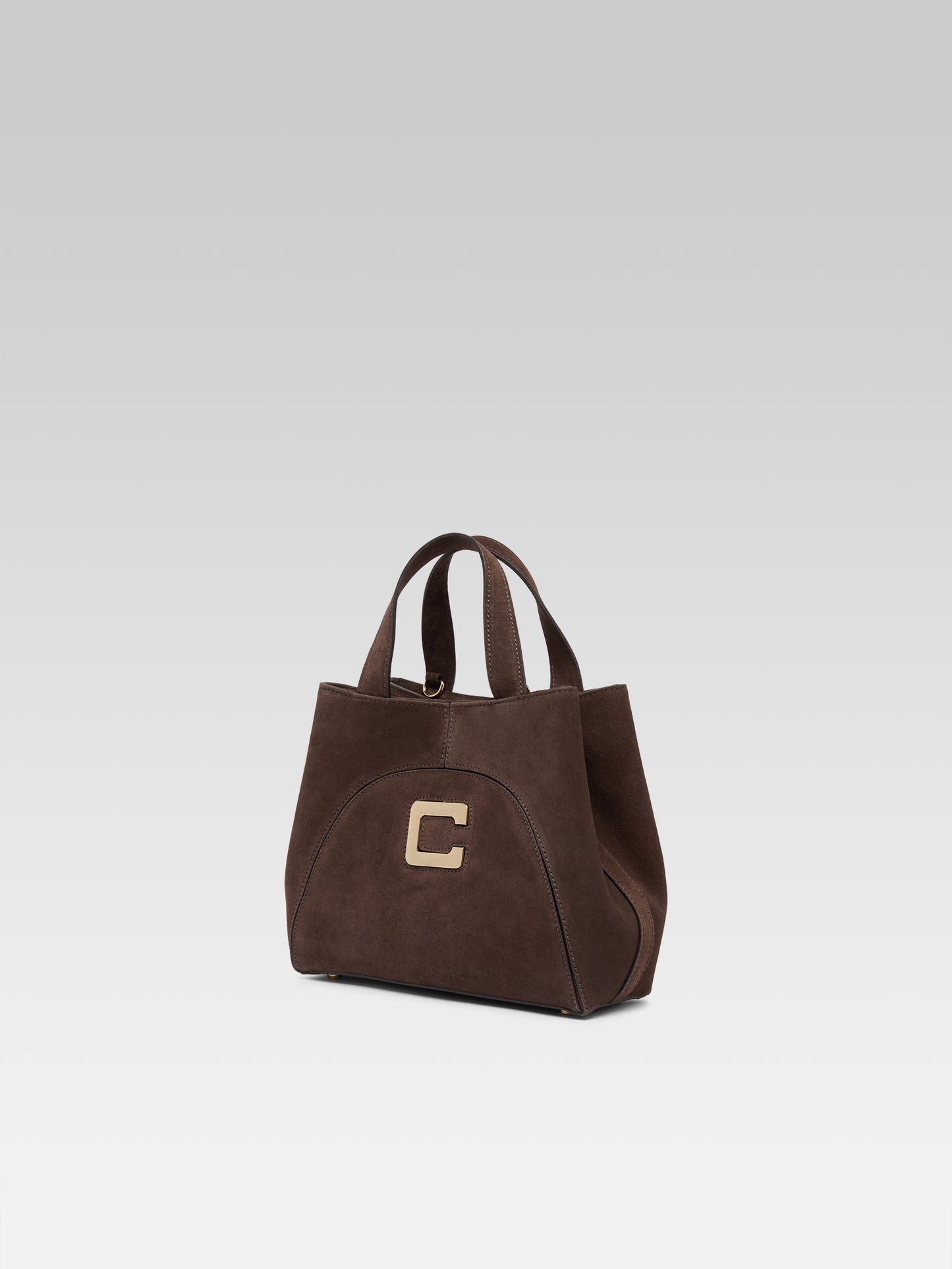 Clem - Mini chocolate suede leather tote bag