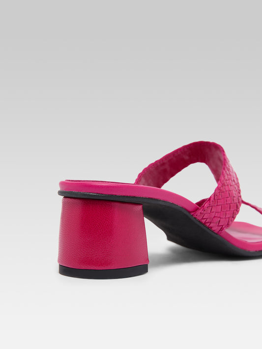 Pyramide T - Pink braided leather mules - Image number 6