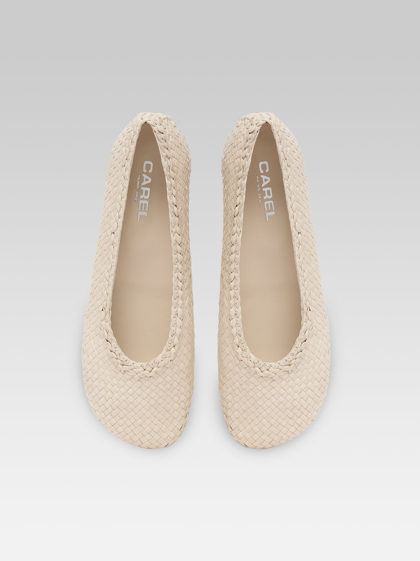 Cassis - Ballerines cuir tressé ivoire