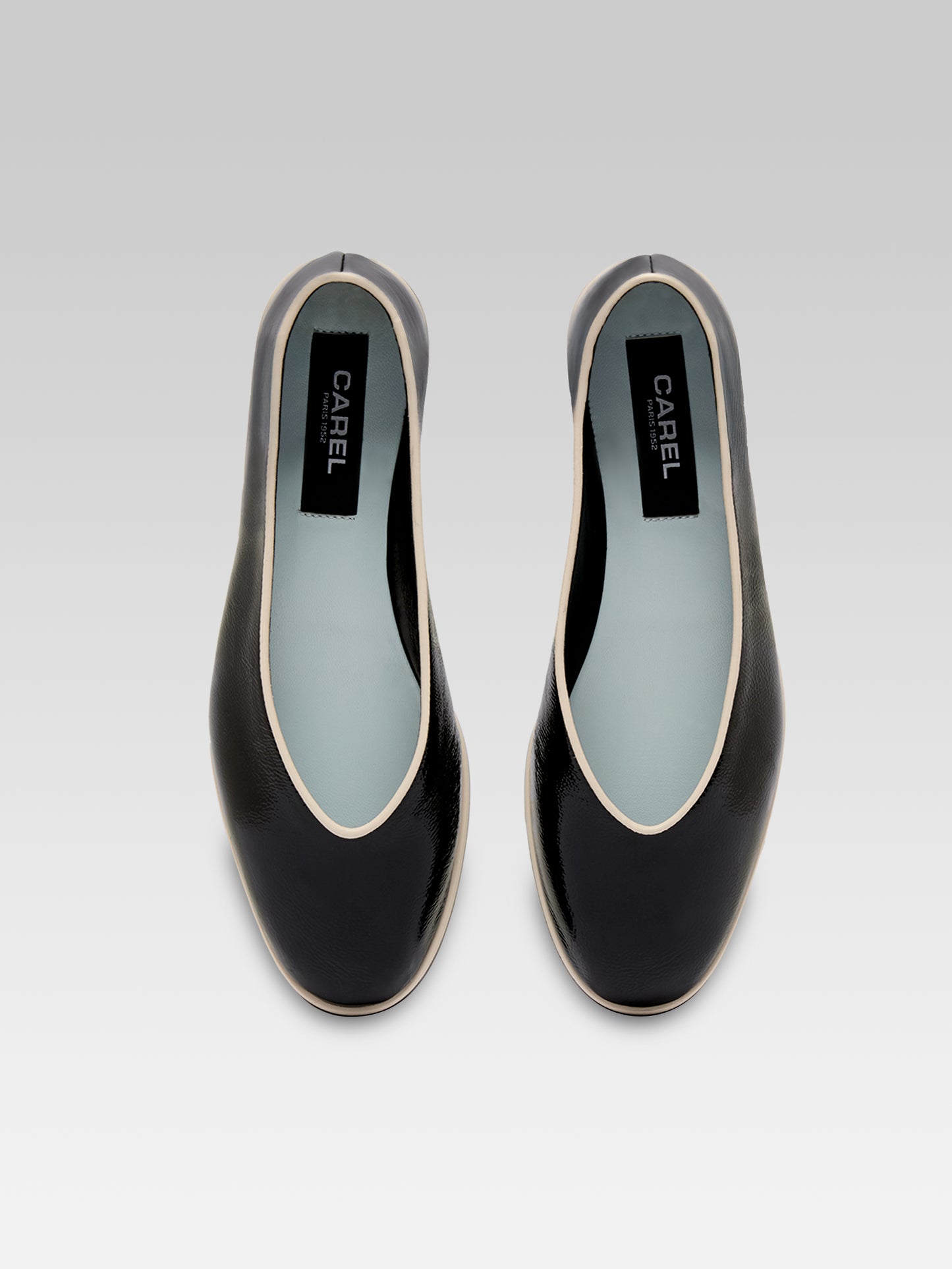 Amanda - Black and ivory patent leather ballet flats