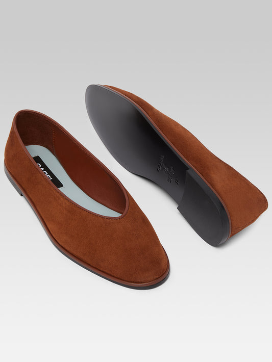 Amanda - Ballerines cuir velours marron - Image numéro 5