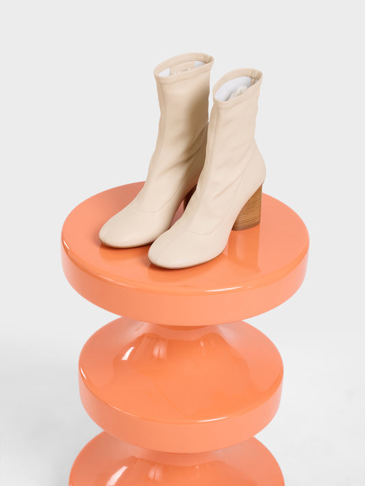 Lucia - Bottines cuir stretch ivoire - Image numéro 7