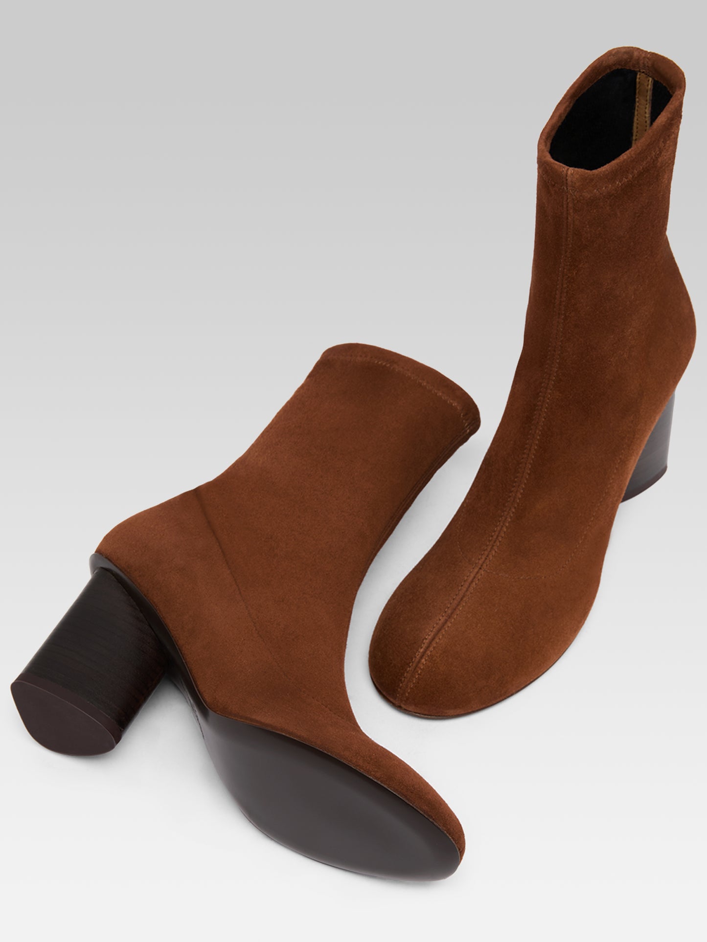 Lucia - Cognac stretch suede ankle boots