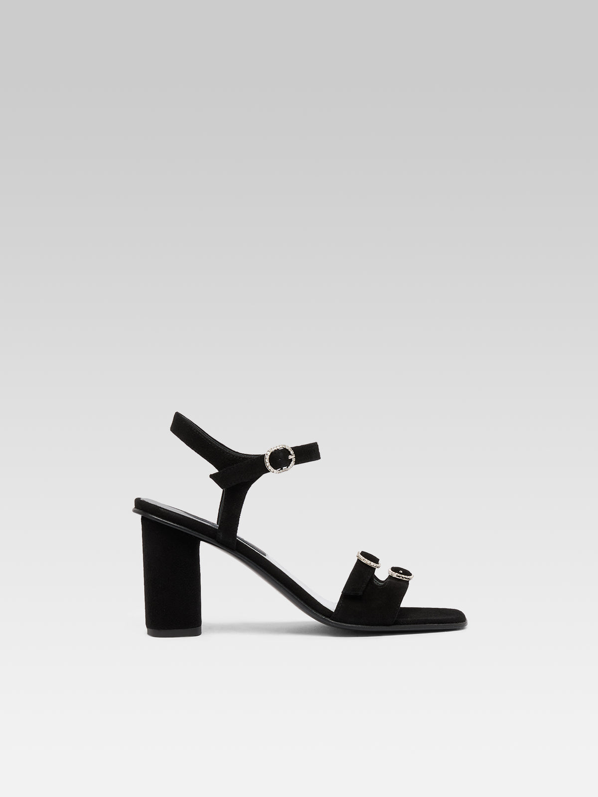 Angelica - Black suede heeled sandals