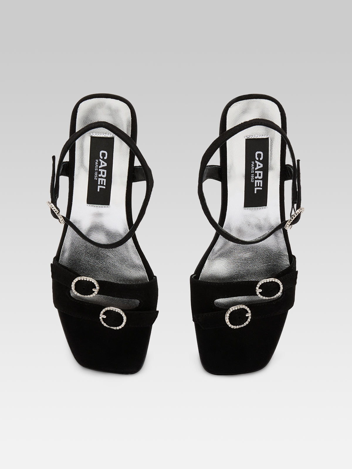 Angelica - Black suede heeled sandals