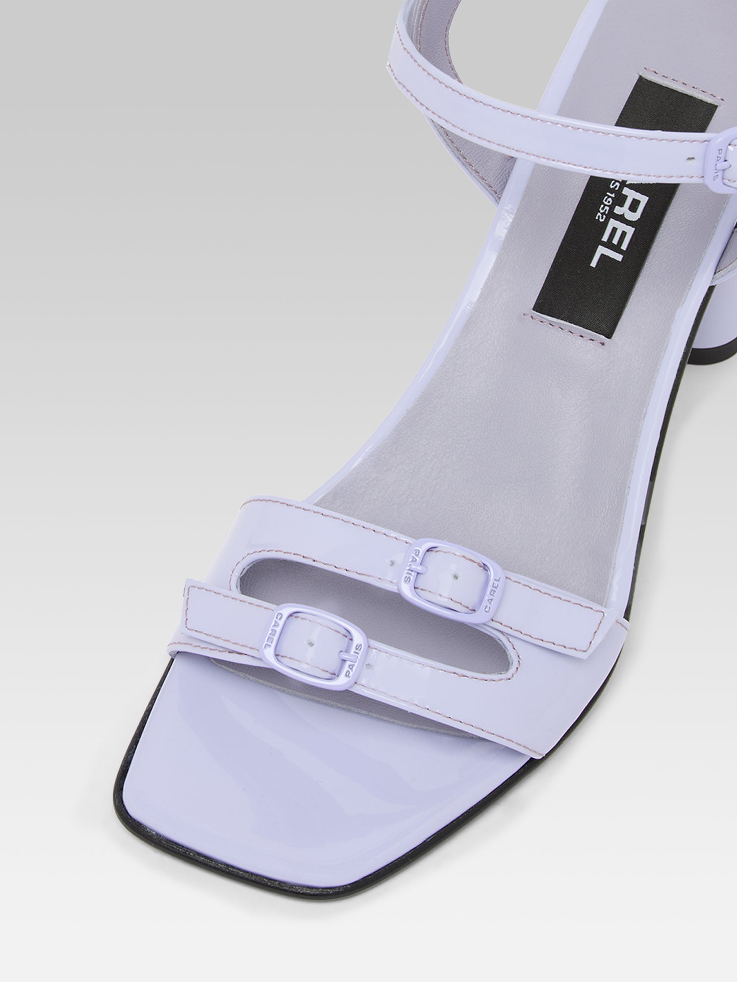 Angelica - Sandales à talon cuir verni lilas