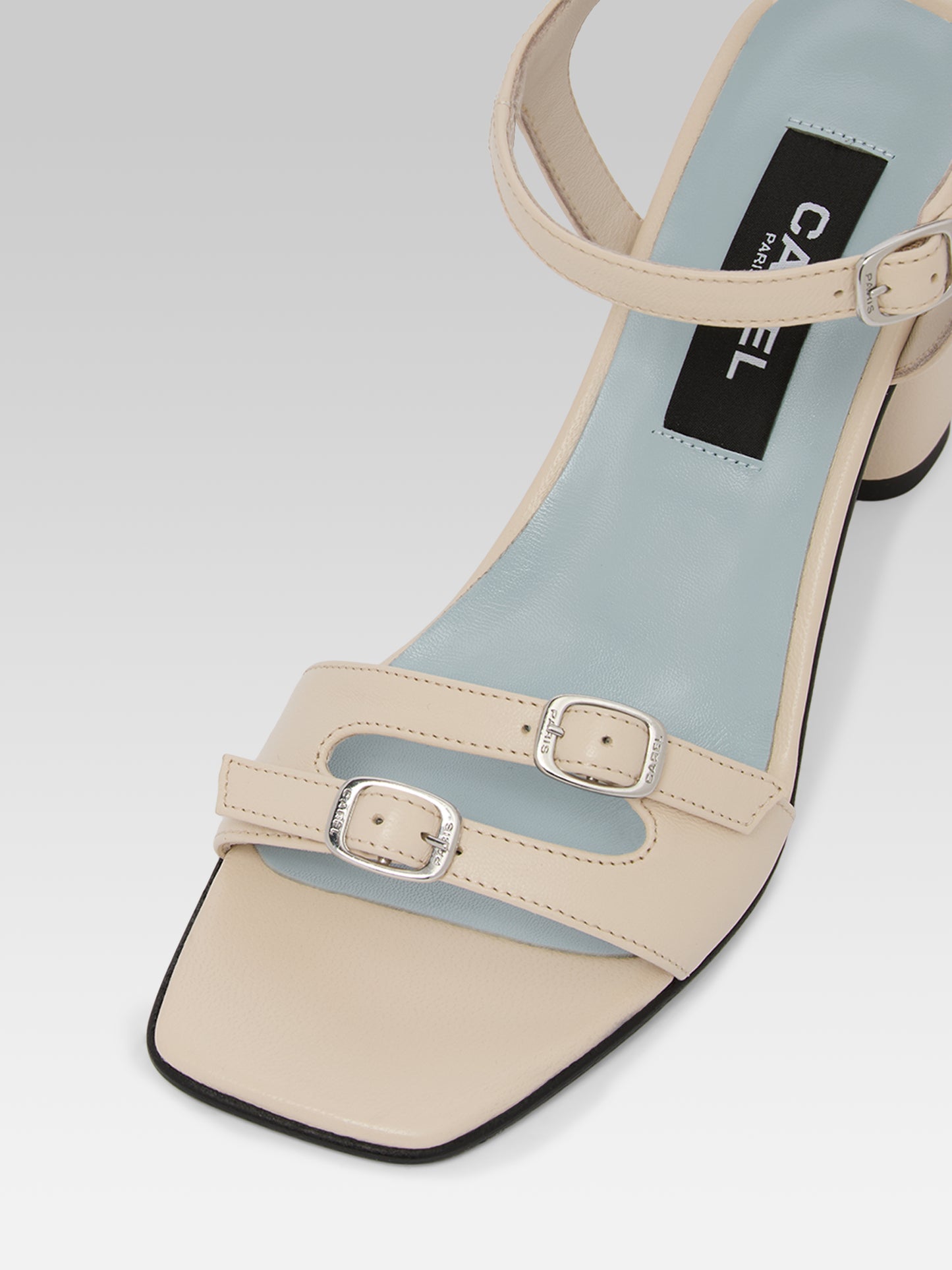 Angelica - Ivory leather heeled sandals
