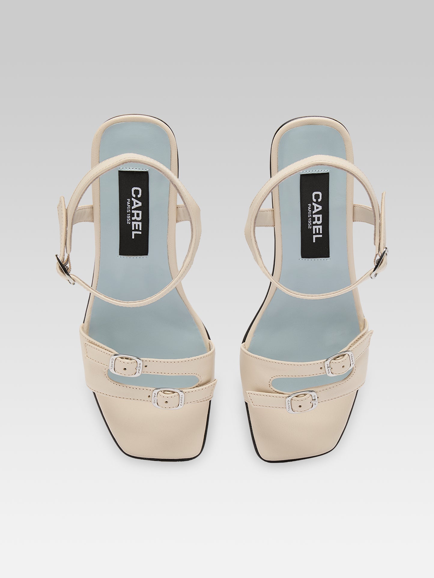 Angelica - Ivory leather heeled sandals