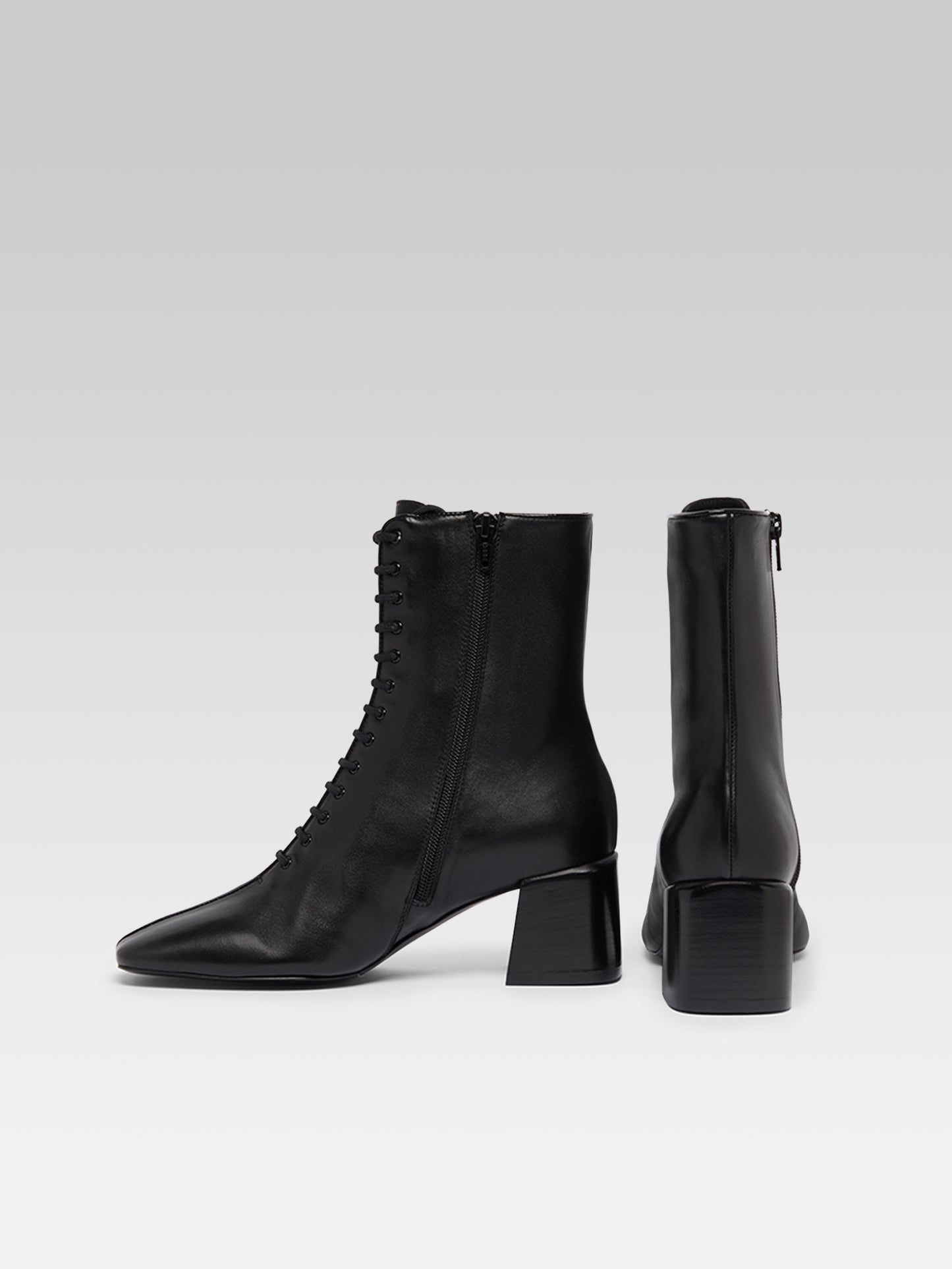 Vivi - Black Leather Lace-Up Boots