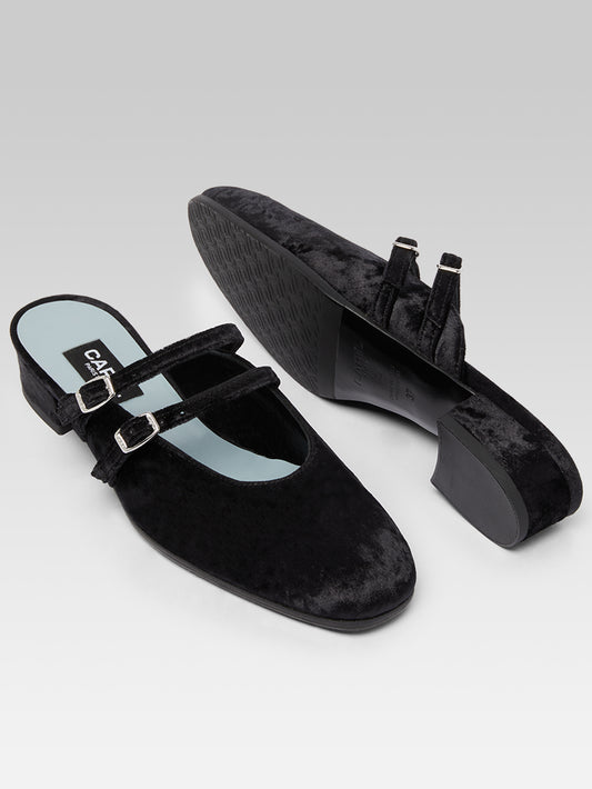 Pomme - Mules à brides cuir velour noir - Image numéro 5