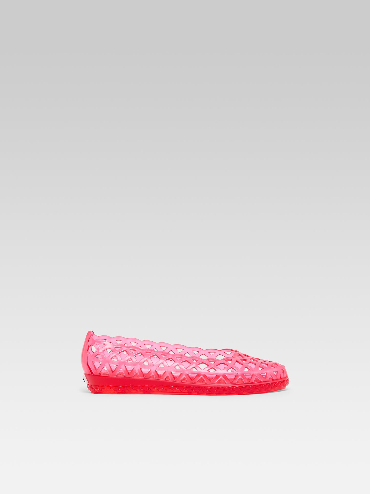 Plouf - Ballerines rouge transparente perforée