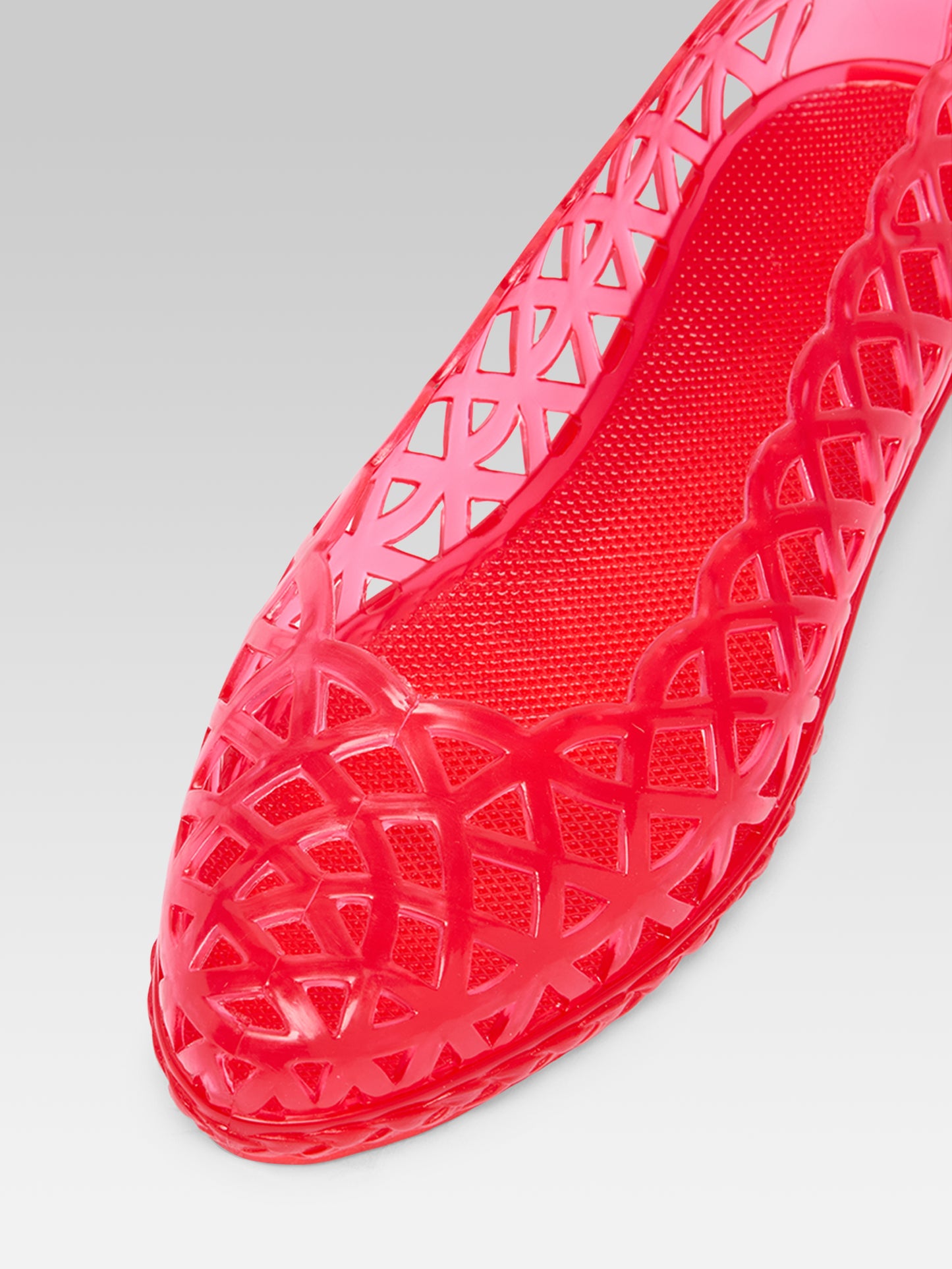 Plouf - Ballerines rouge transparente perforée