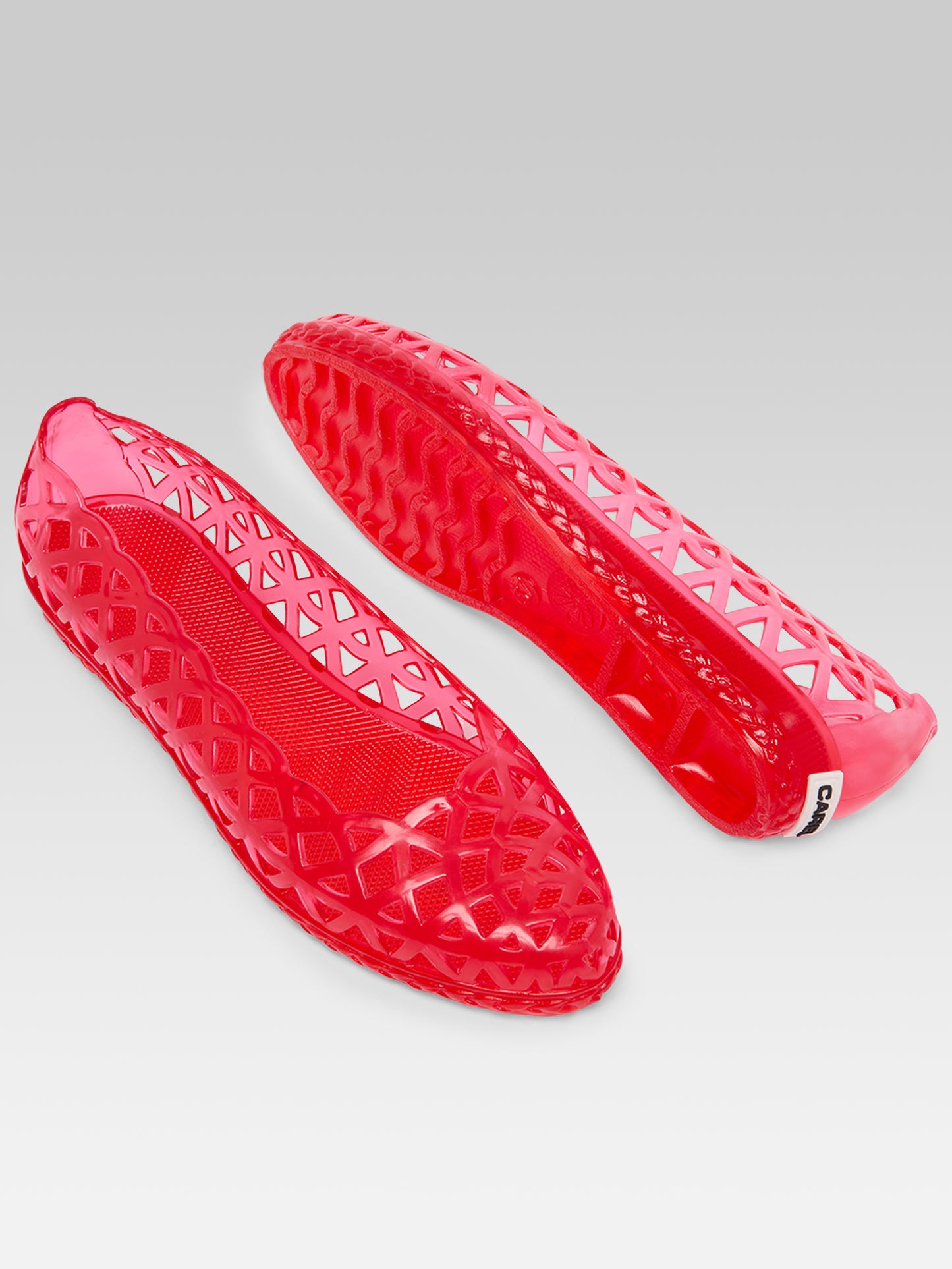 Plouf - Ballerines rouge transparente perforée