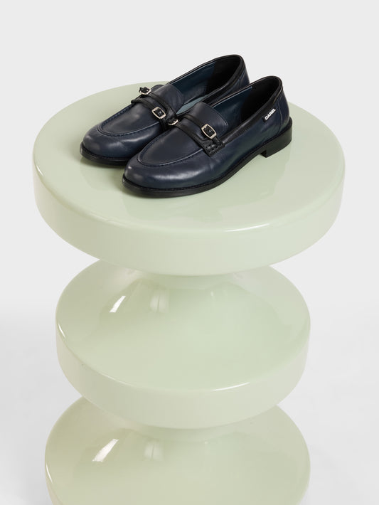 Gina - Mocassins cuir marine bleu et noir - Image numéro 8