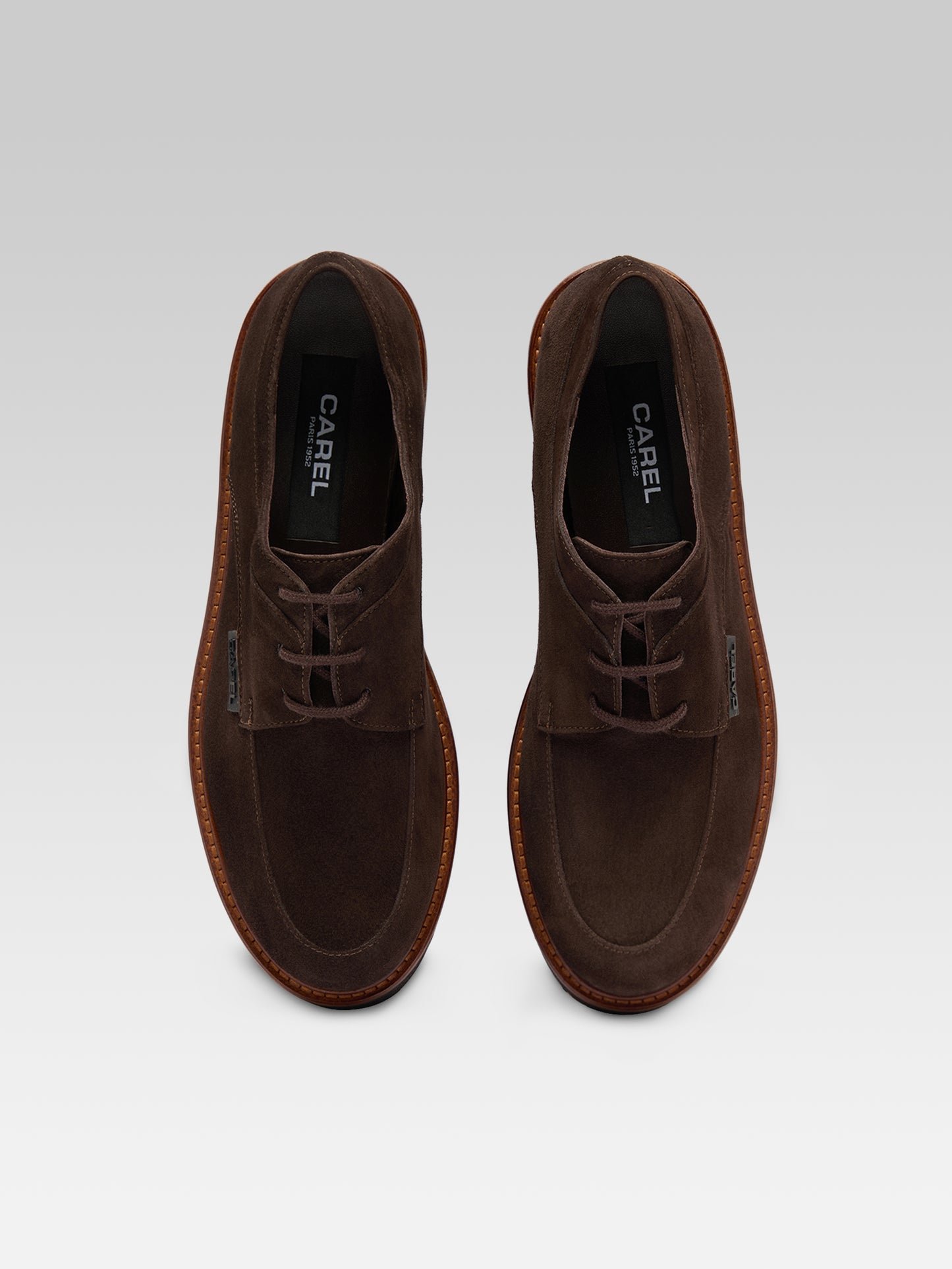 Azur - Derbies cuir et cuir velours marron