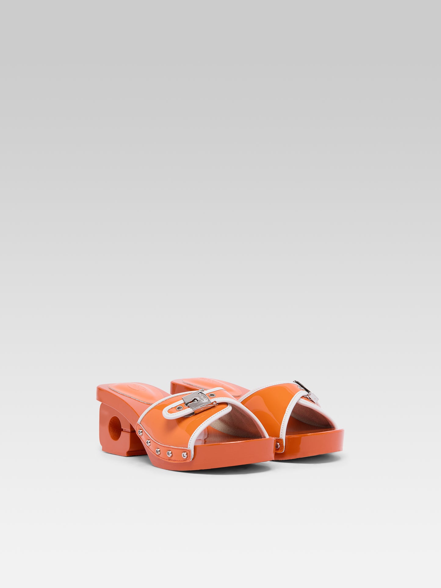 Pescarel - Sabots cuir orange et blanc