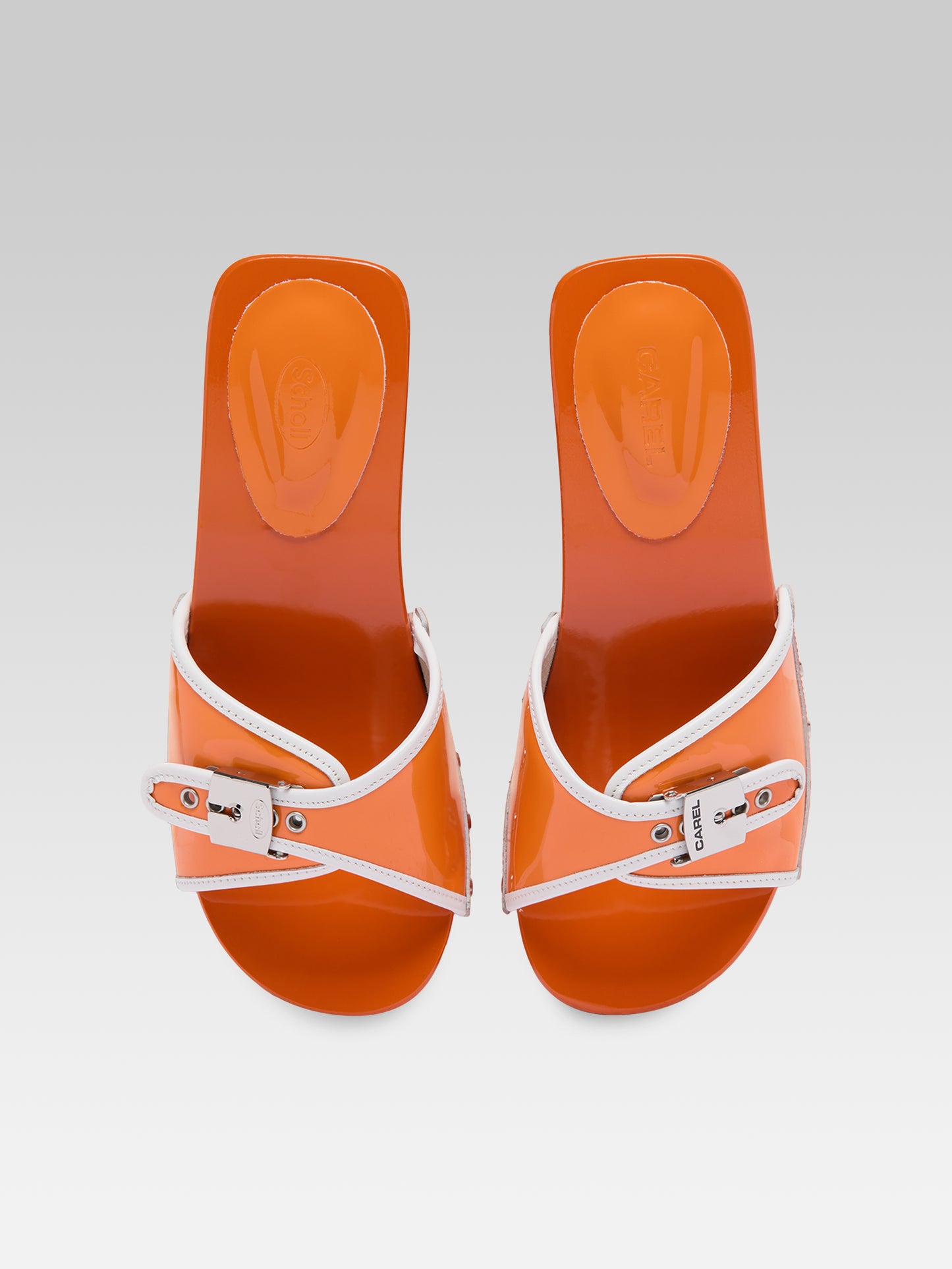 Pescarel - Sabots cuir orange et blanc