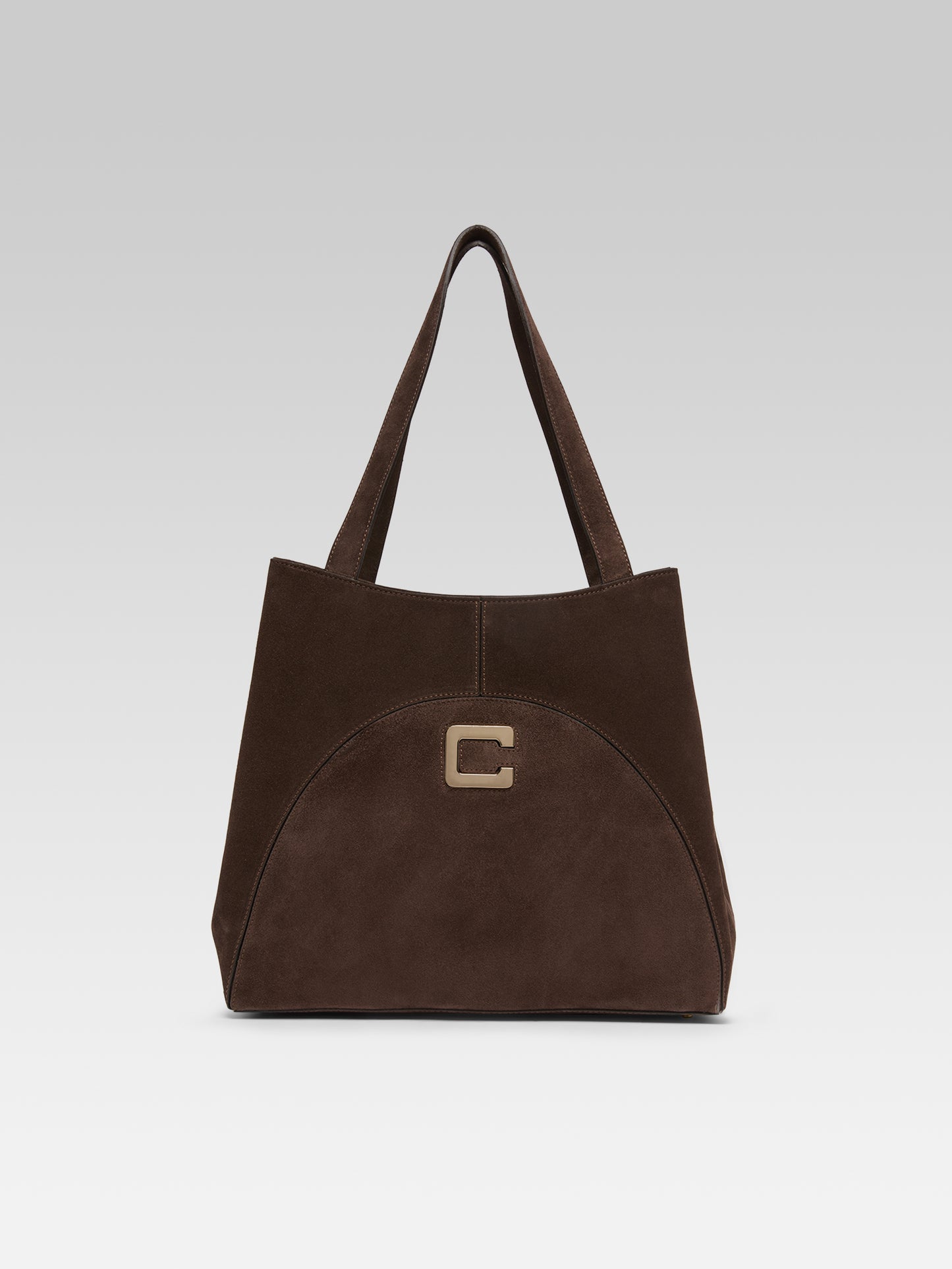 Clemenceau - Chocolate velvet leather tote bag