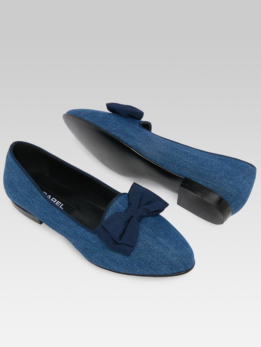 Marquis - Ballerines à noeud tissu jeans foncé - Image numéro 5