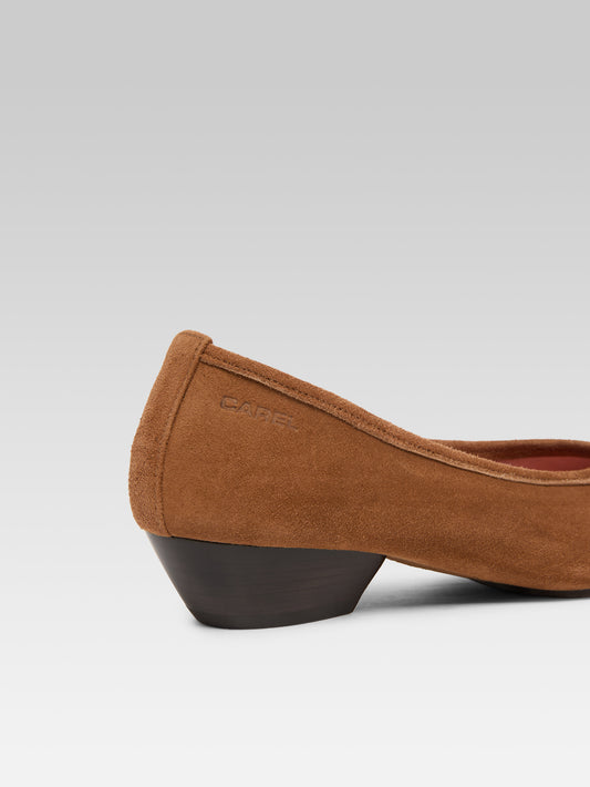 Carlotta - Ballerines cuir velour cognac - Image numéro 5