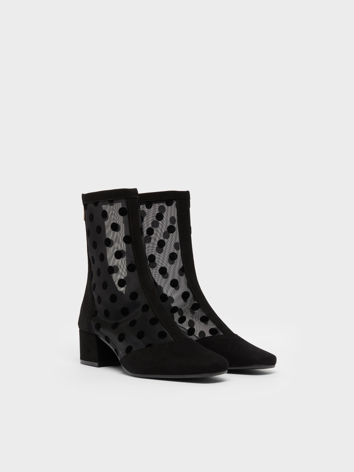 Estimenight - Suede leather and polka-dot mesh ankle boots