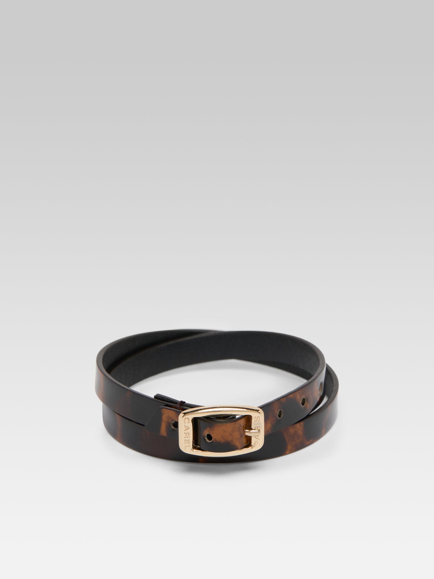 Bracelet - Cuir vernis léopard marron upcyclé