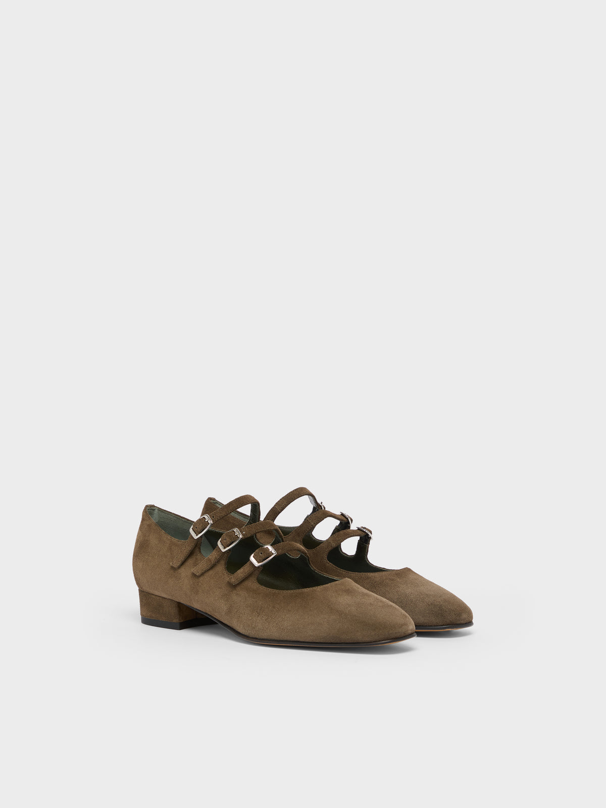 Ariana - Olive leather Mary Jane flats