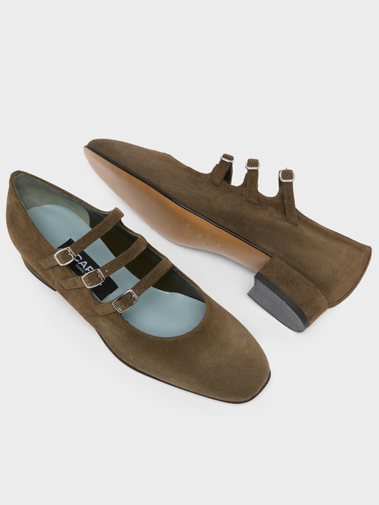 Ariana - Olive leather Mary Jane flats - Image number 5