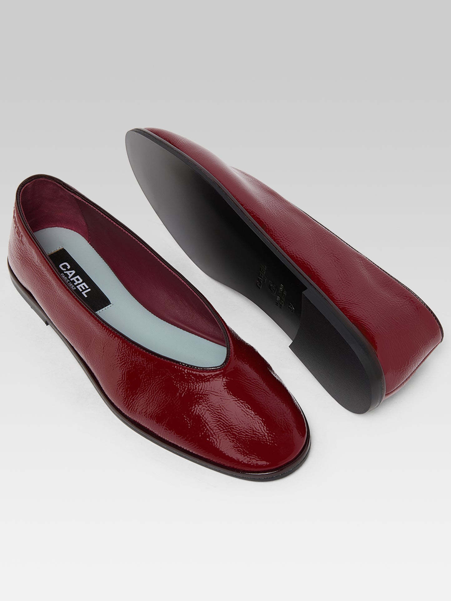 Amanda - Two-tone burgundy patent leather ballet flats