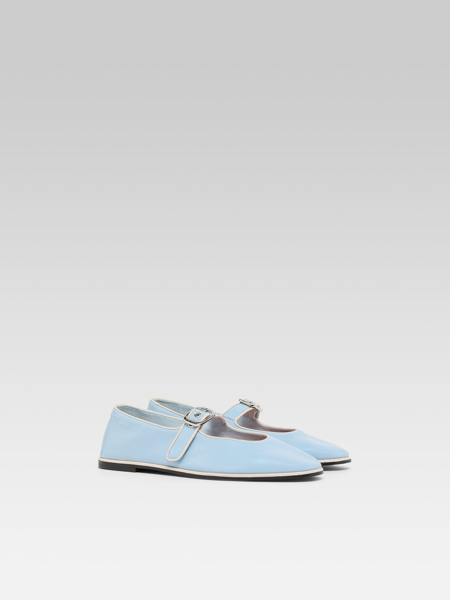 Iris - Ballerines babies cuir bleu ciel et ivoire