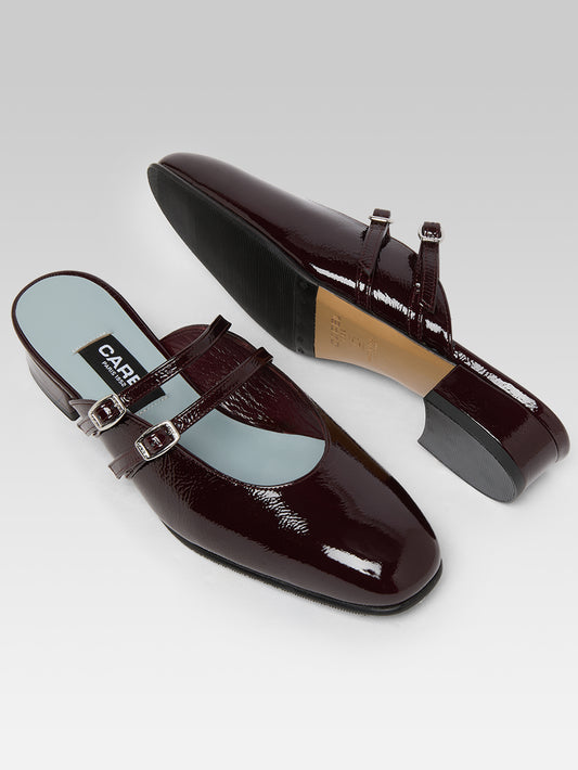 Pomme - Mules à brides cuir verni aubergine - Image numéro 5