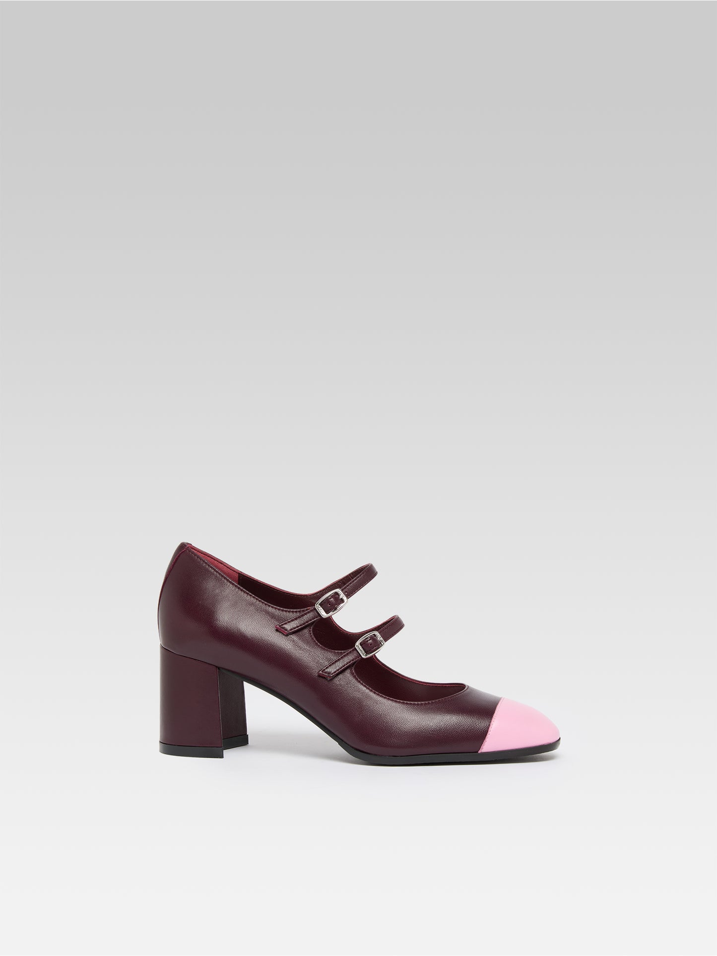 Cherry - Escarpins babies cuir bordeaux et rose