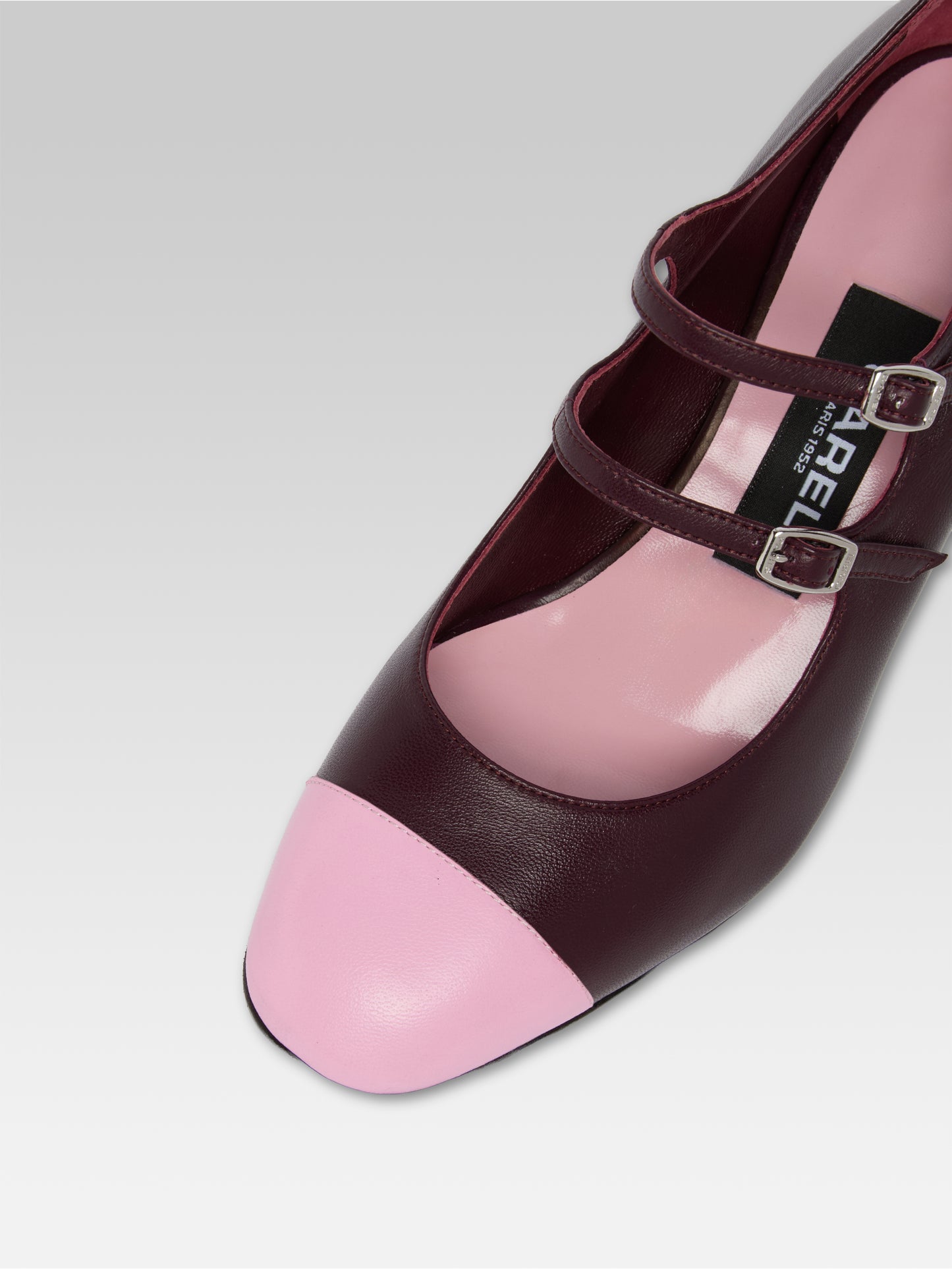 Cherry - Escarpins babies cuir bordeaux et rose