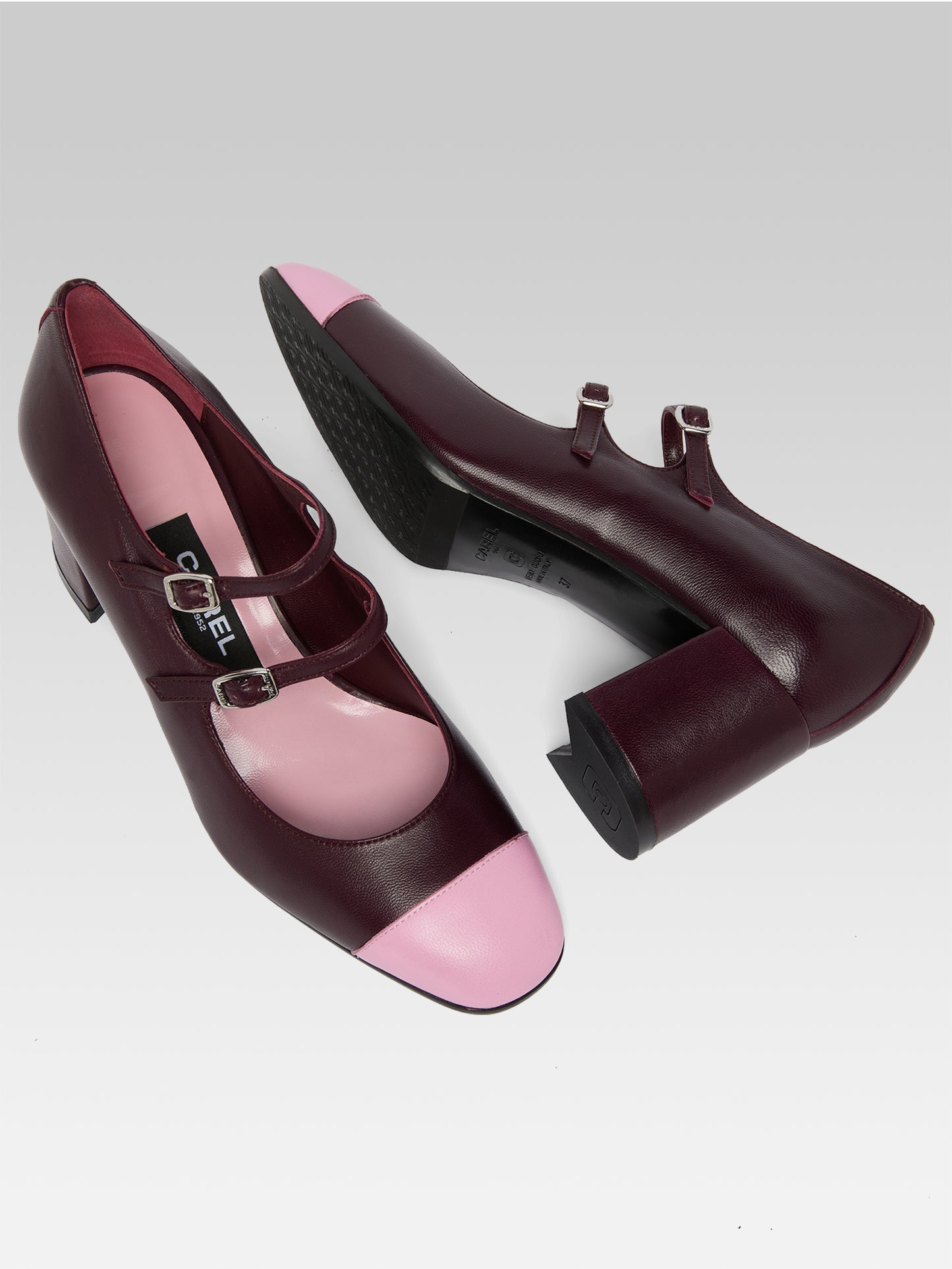 Cherry - Escarpins babies cuir bordeaux et rose