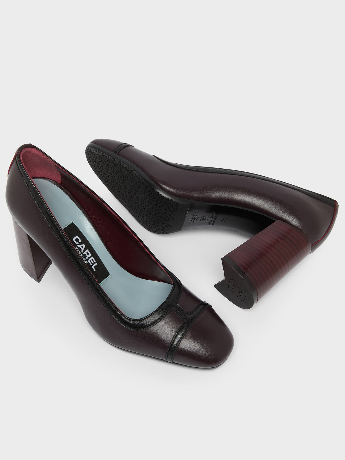 Lise - Burgundy and black leather pumps