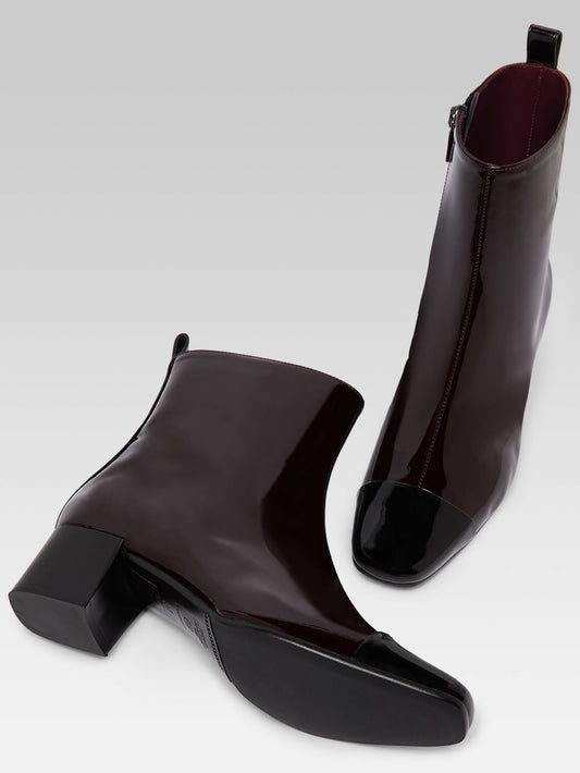 Estime - Brown and black patent leather ankle boots - Image number 7