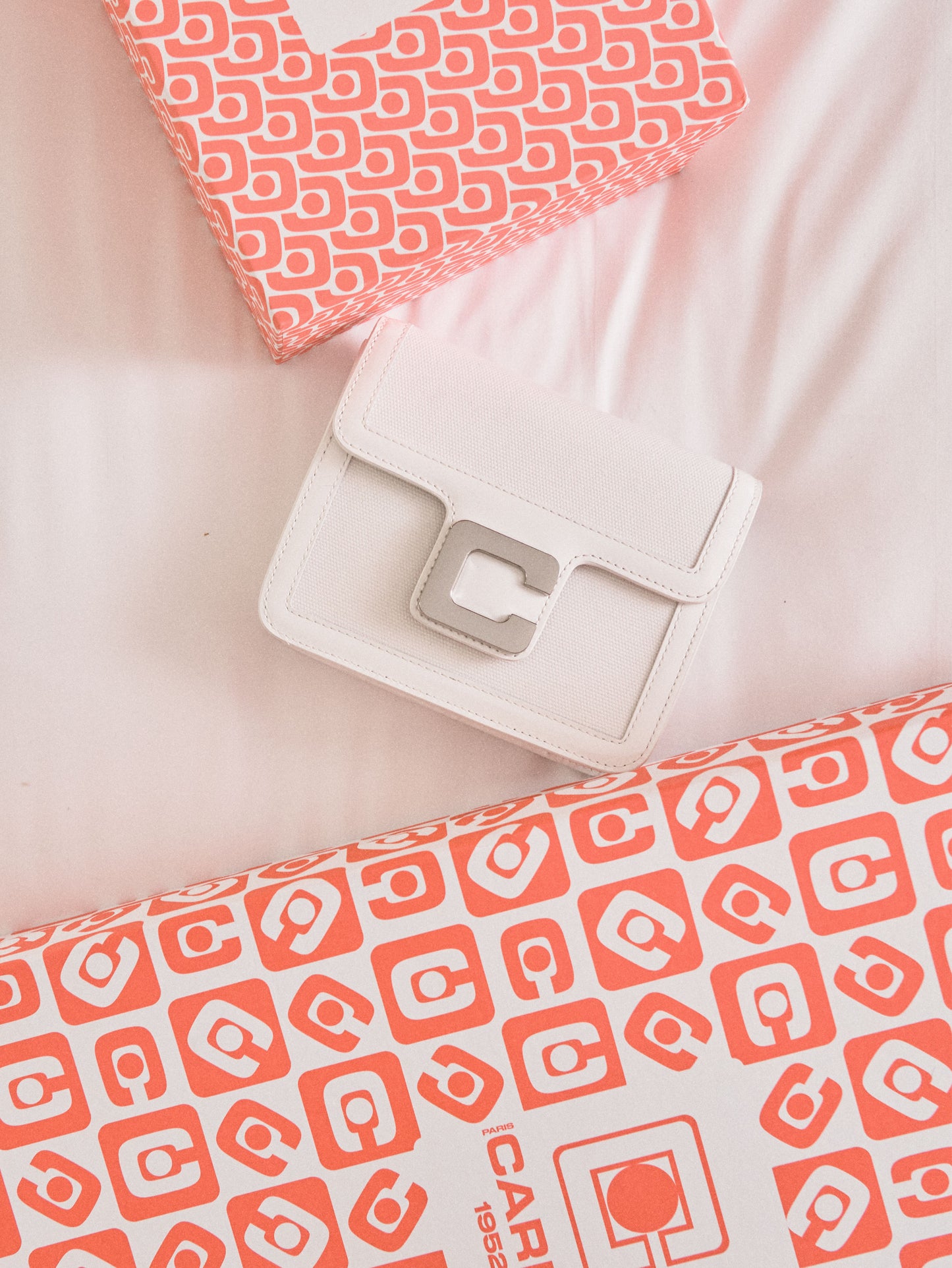 Mini Sorbonne - White fabric and patent leather bag