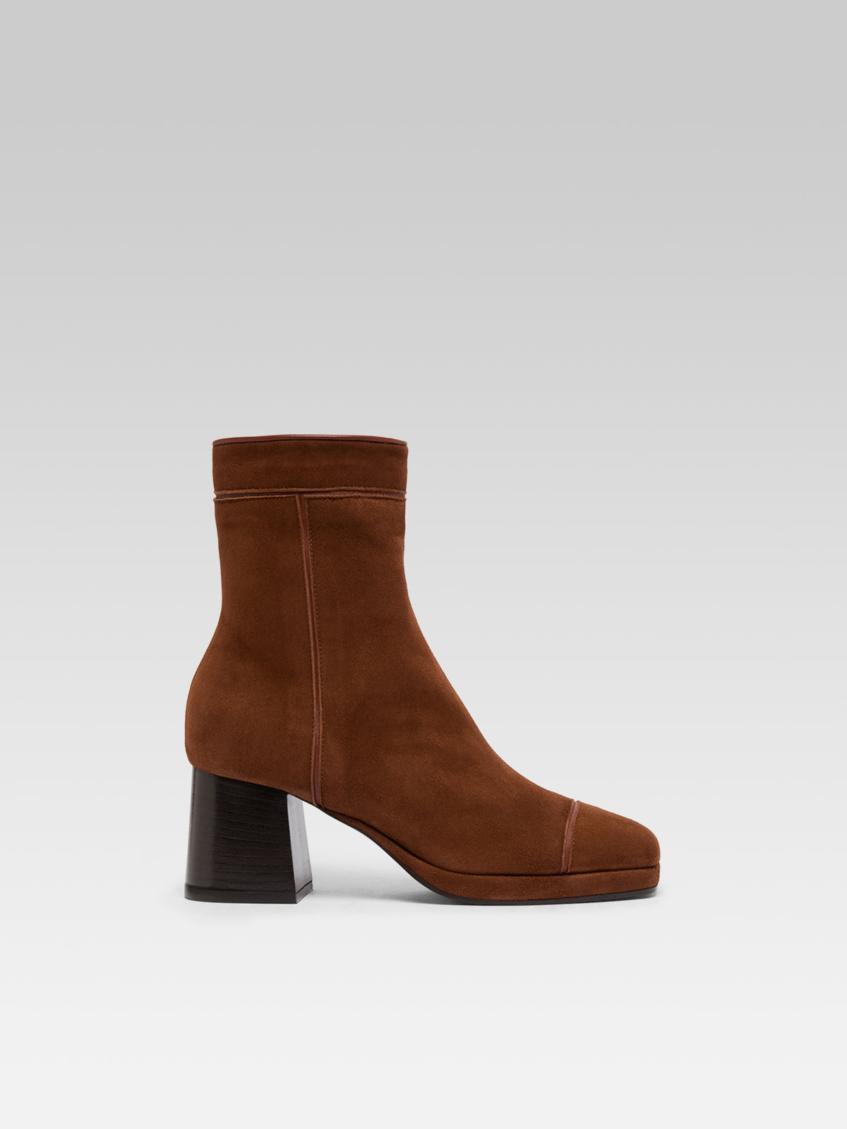 Alba - Bottines cuir velours brandy