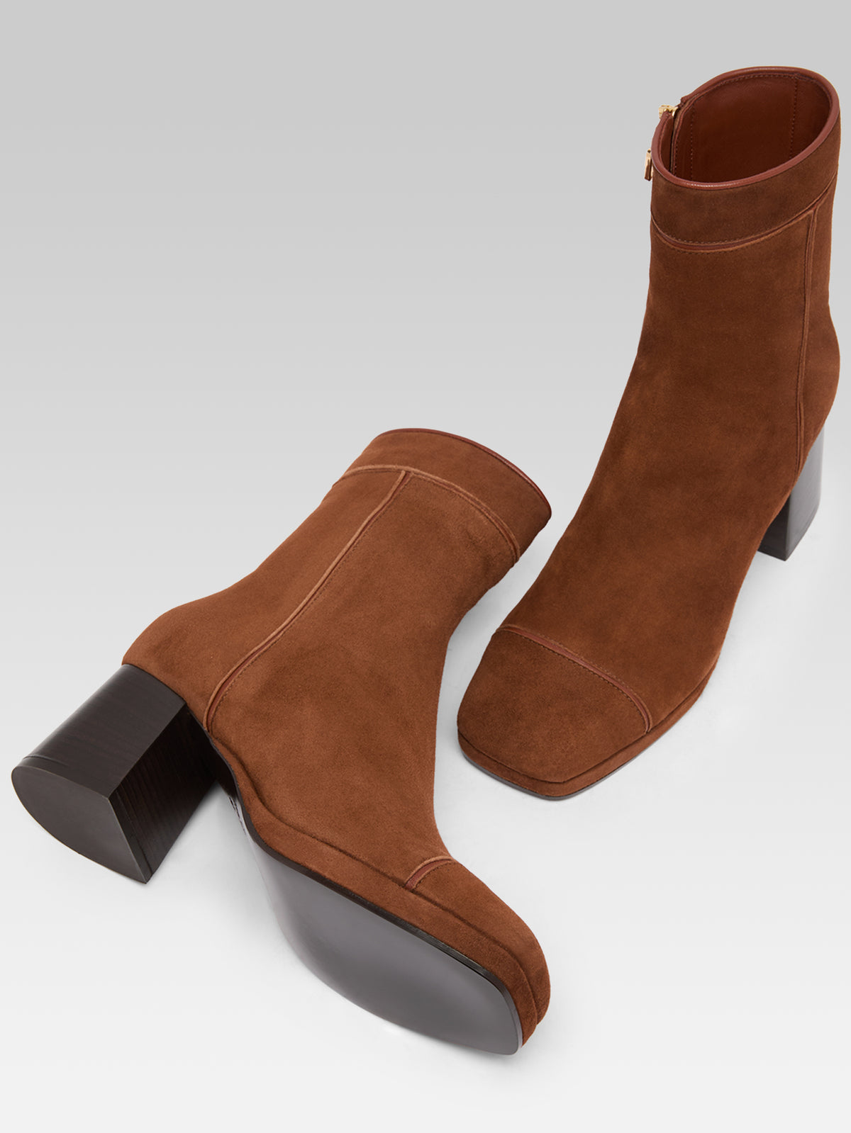 Alba - Bottines cuir velours brandy