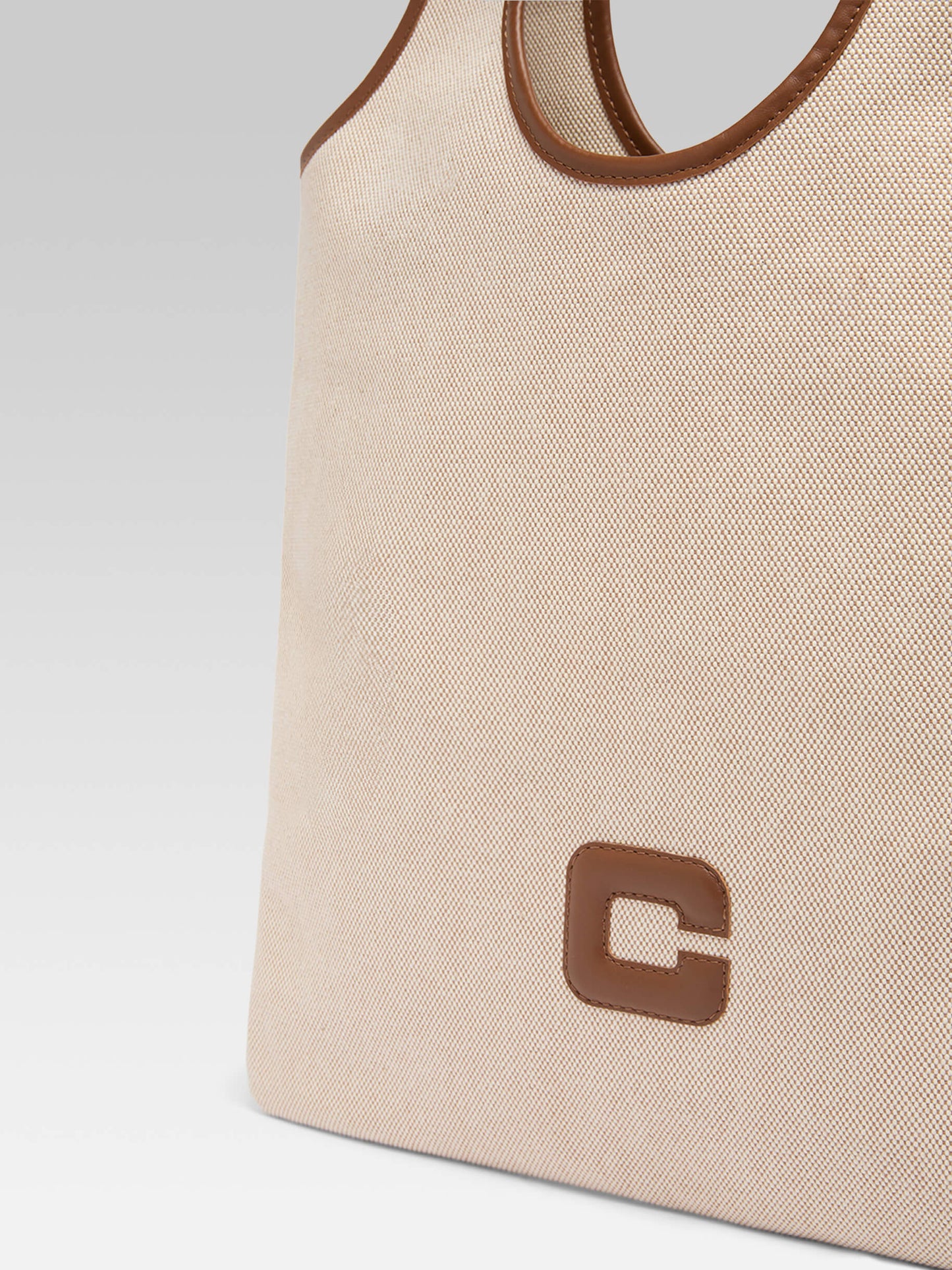 Alésia - Ecru and camel fabric bag